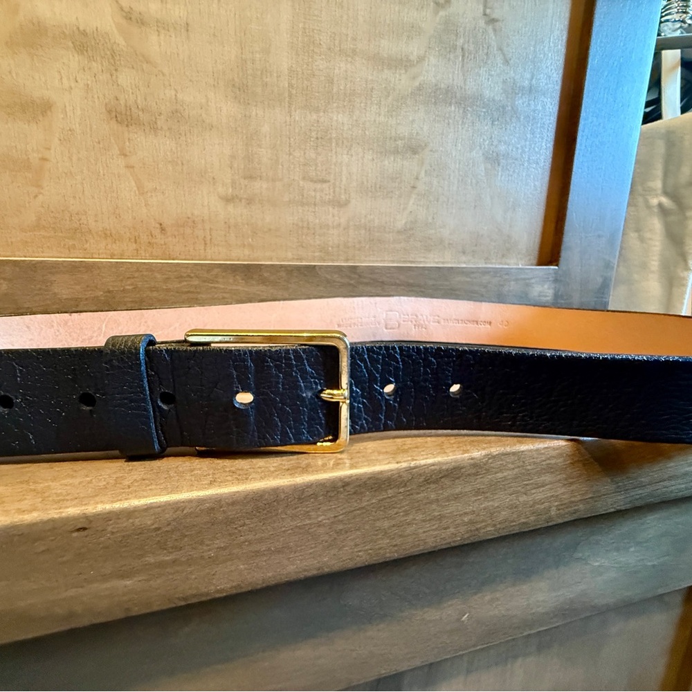 Custom Brave Leather belt Alyssa Barcelona buckle/black pebble leather 40